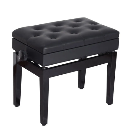 Adjustable Piano Bench, Storage, Soft PU Leather Padded, Black Piano Benches at Gallery Canada
