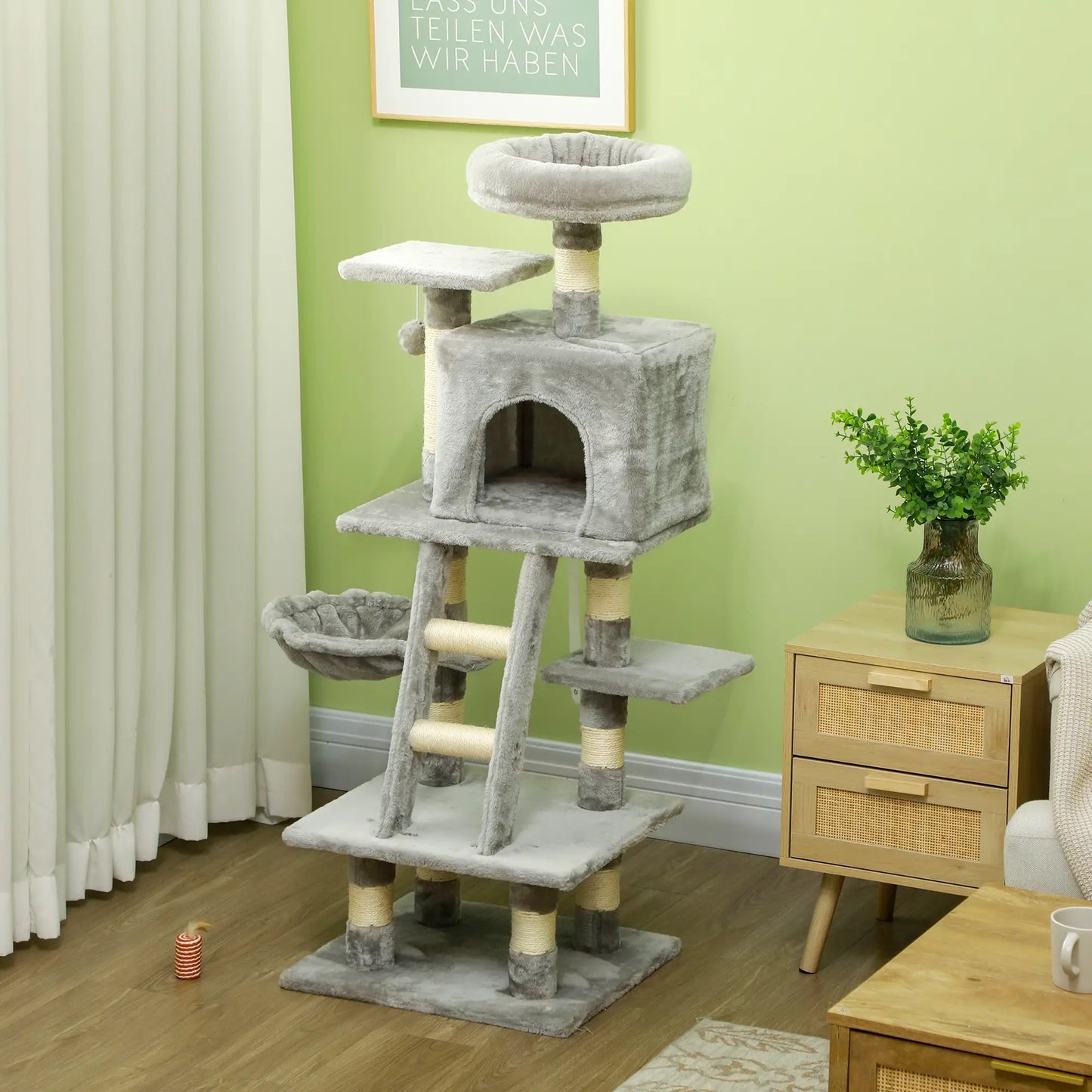 49 Inch Cat Tree for Indoor Cats, Light Grey Cat Towers at Gallery Canada