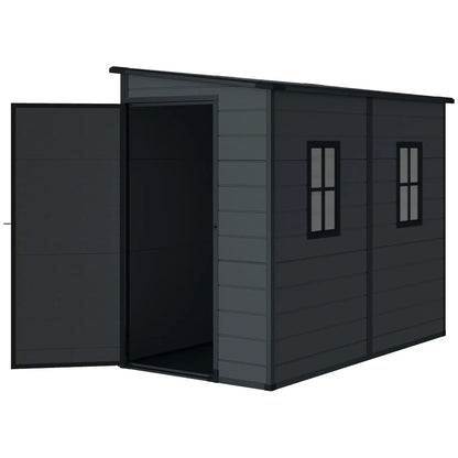 4.3' x 8' Dark Grey Outdoor Storage Shed With Floor, Lockable Doors, Dark Grey Sheds at Gallery Canada
