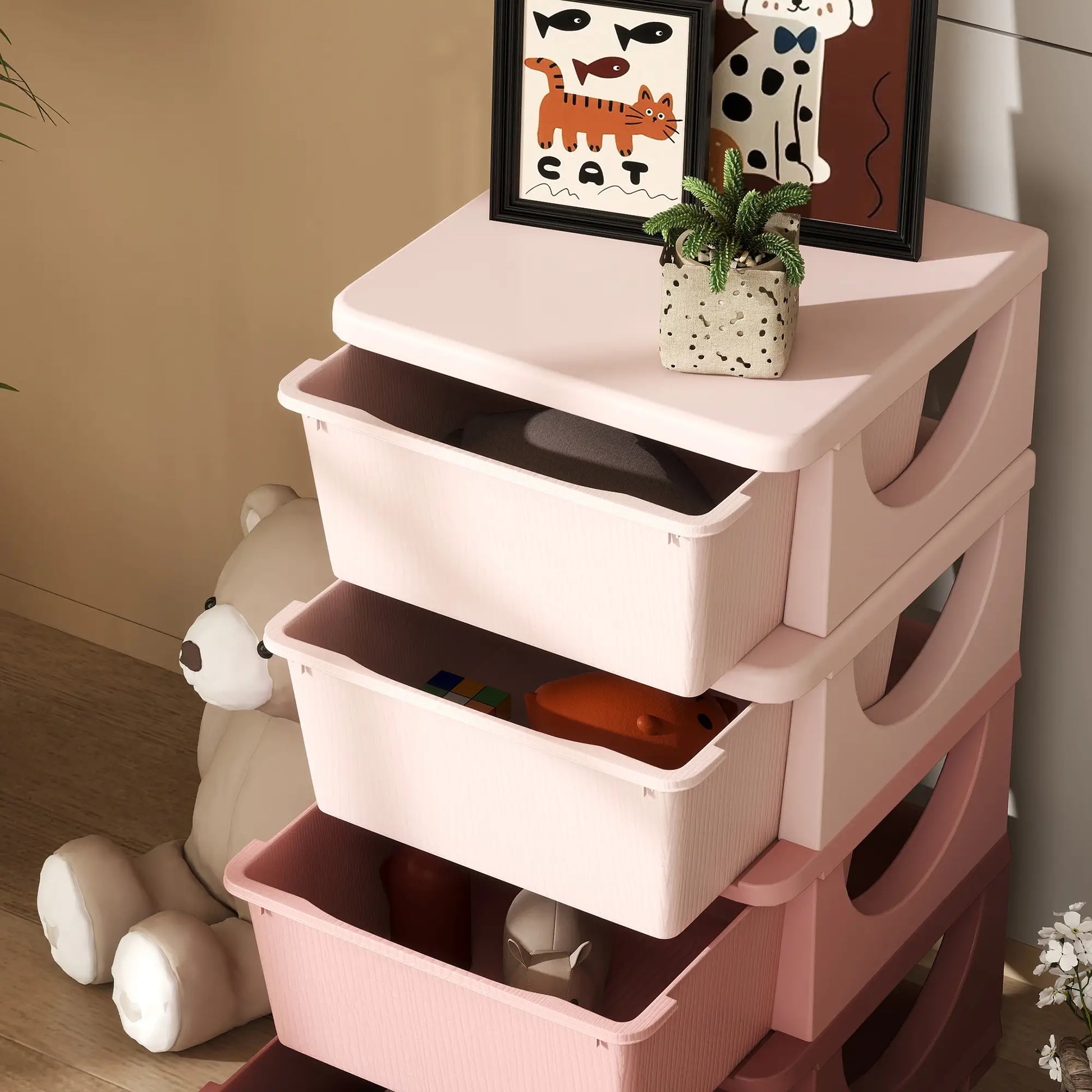 4 Tier Toy Organizer, 4 Plastic Drawers, Pink Baby & Kids Storage at Gallery Canada