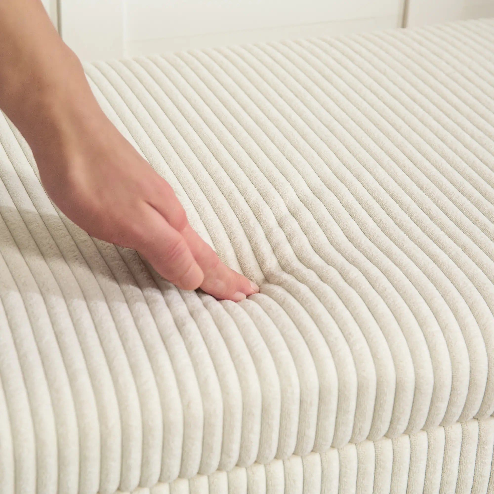 44 Inches Ottoman with Storage, Lid, Legs, Corduroy Bench, Beige Storage Ottomans & Benches at Gallery Canada