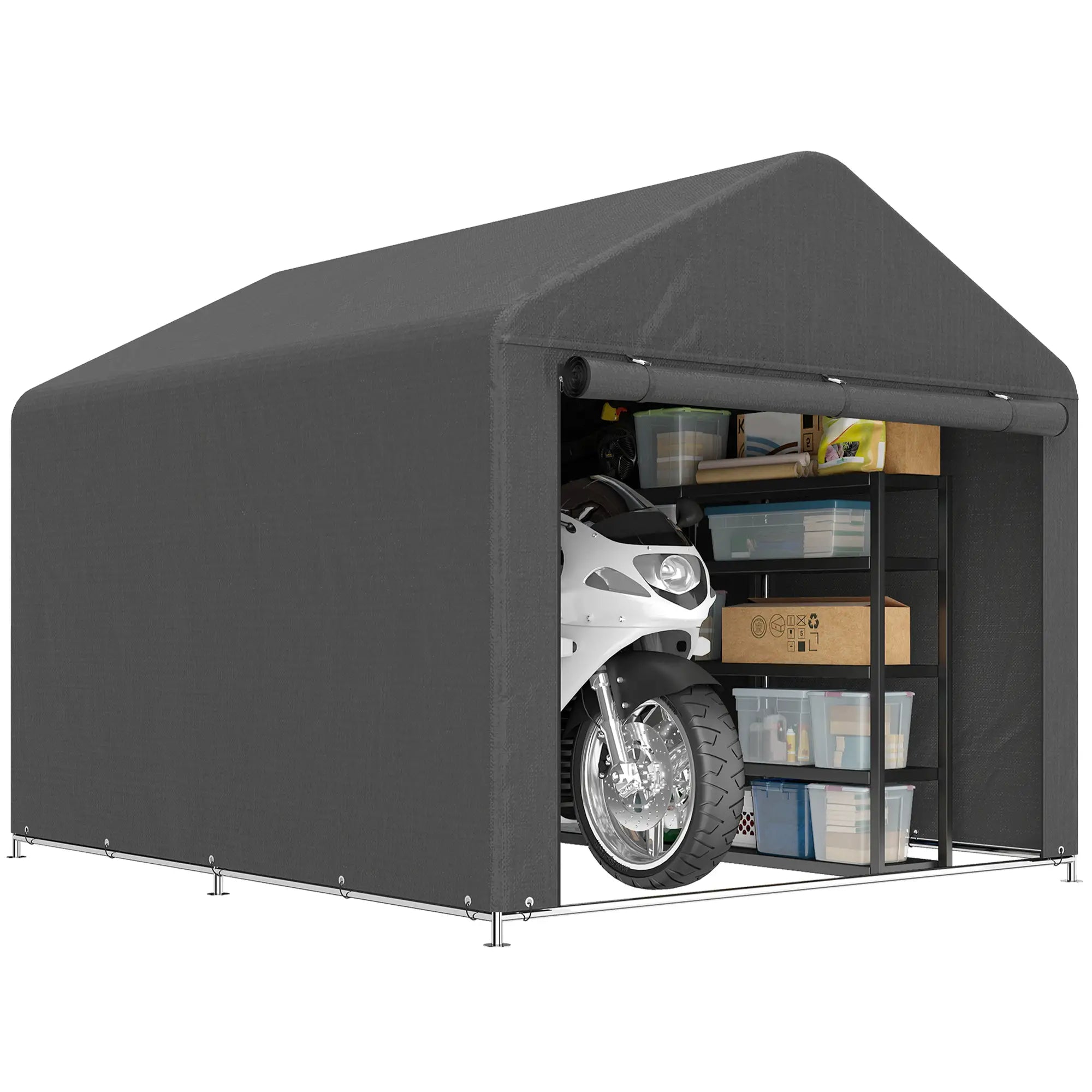 6.6' x 7.8' Portable Shed, Waterproof Bike Tent, Dark Grey Sheds at Gallery Canada