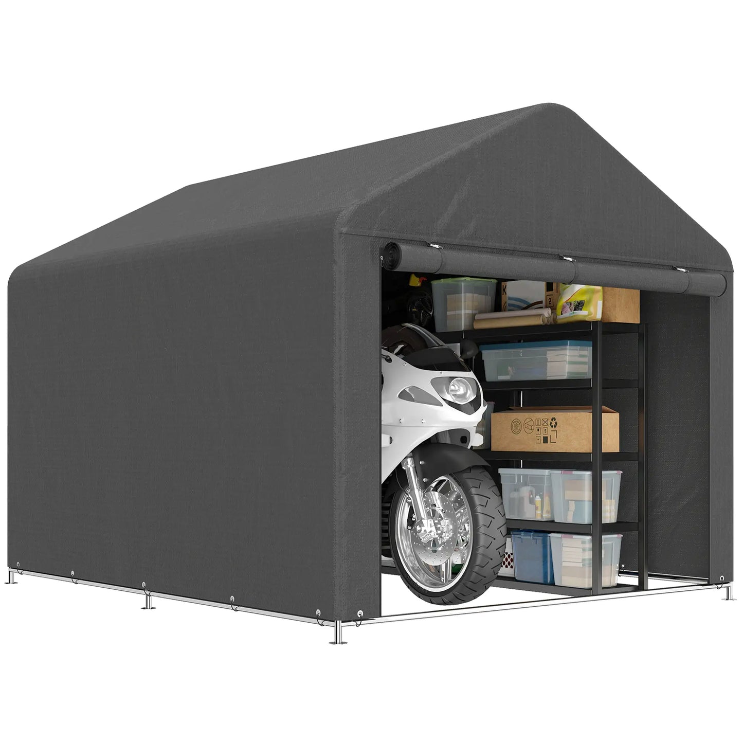 6.6' x 7.8' Portable Shed, Waterproof Bike Tent, Dark Grey Sheds at Gallery Canada