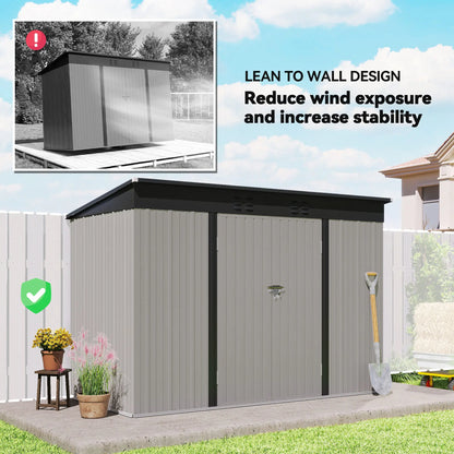 9' x 4' Galvanized Steel Garden Shed, Lockable Doors, 2 Air Vents Sheds at Gallery Canada