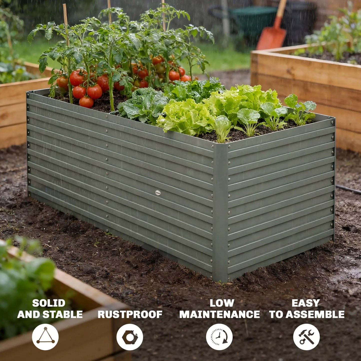 5' x 3' x 2' Galvanized Raised Garden Bed, Light Grey Planter Box, Light Grey Galvanized Planter Boxes at Gallery Canada