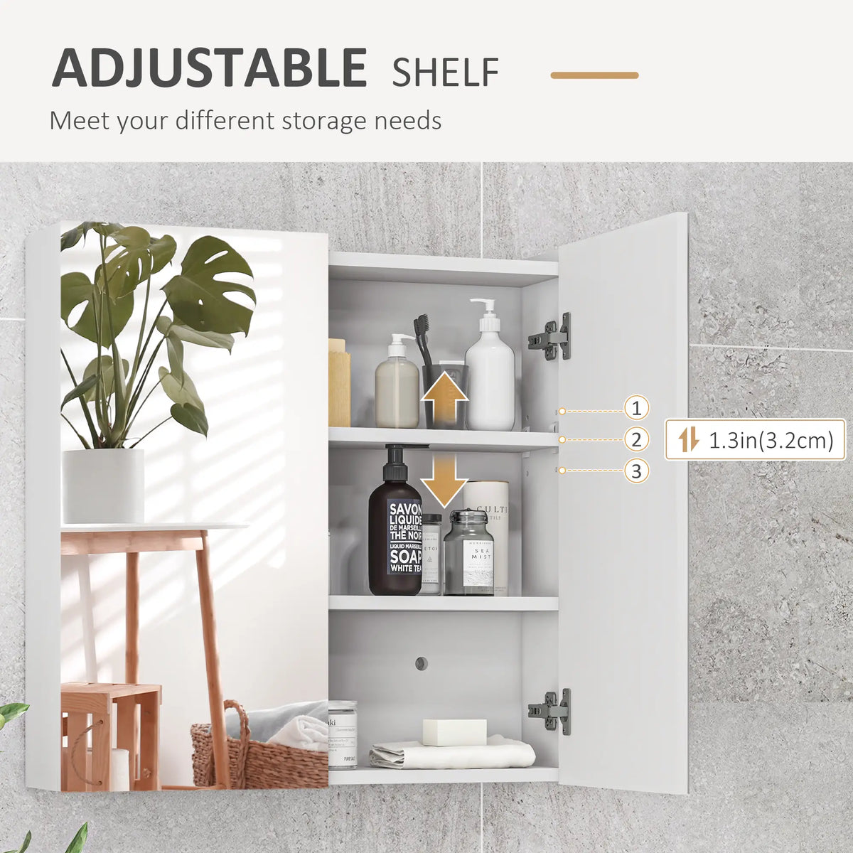 24" x 24" Medicine Cabinet, Wall Mounted, Mirrored Doors, Adjustable Shelves, Soft Close, High Gloss, White Mirror Medicine Cabinets at Gallery Canada