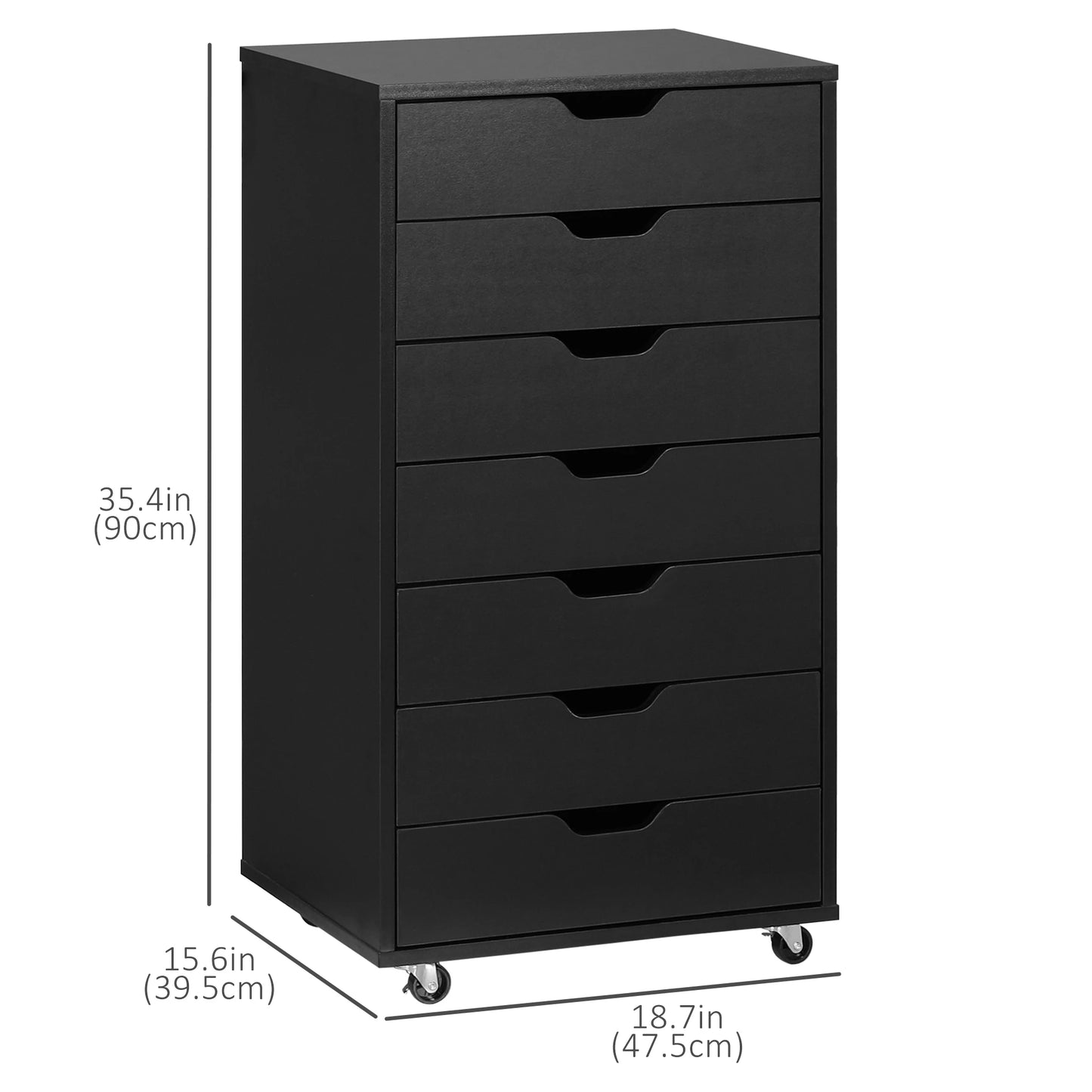 7-Drawer Vertical File Cabinet, 18.7"x15.6"x35.4", Black Office Cabinets & Cupboards at Gallery Canada