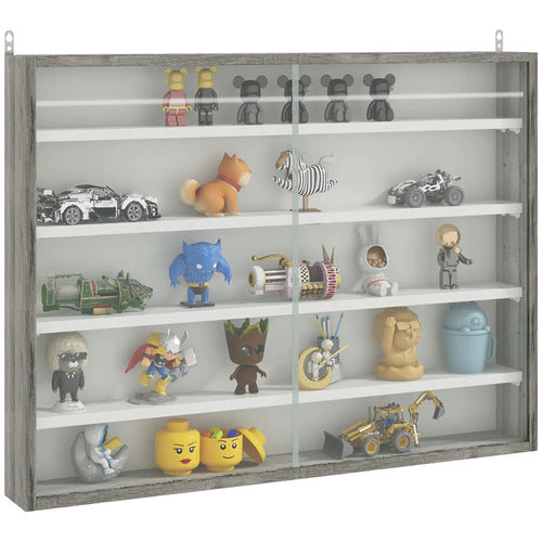 5-Tier Display Cabinet, Glass Curio Cabinet, White