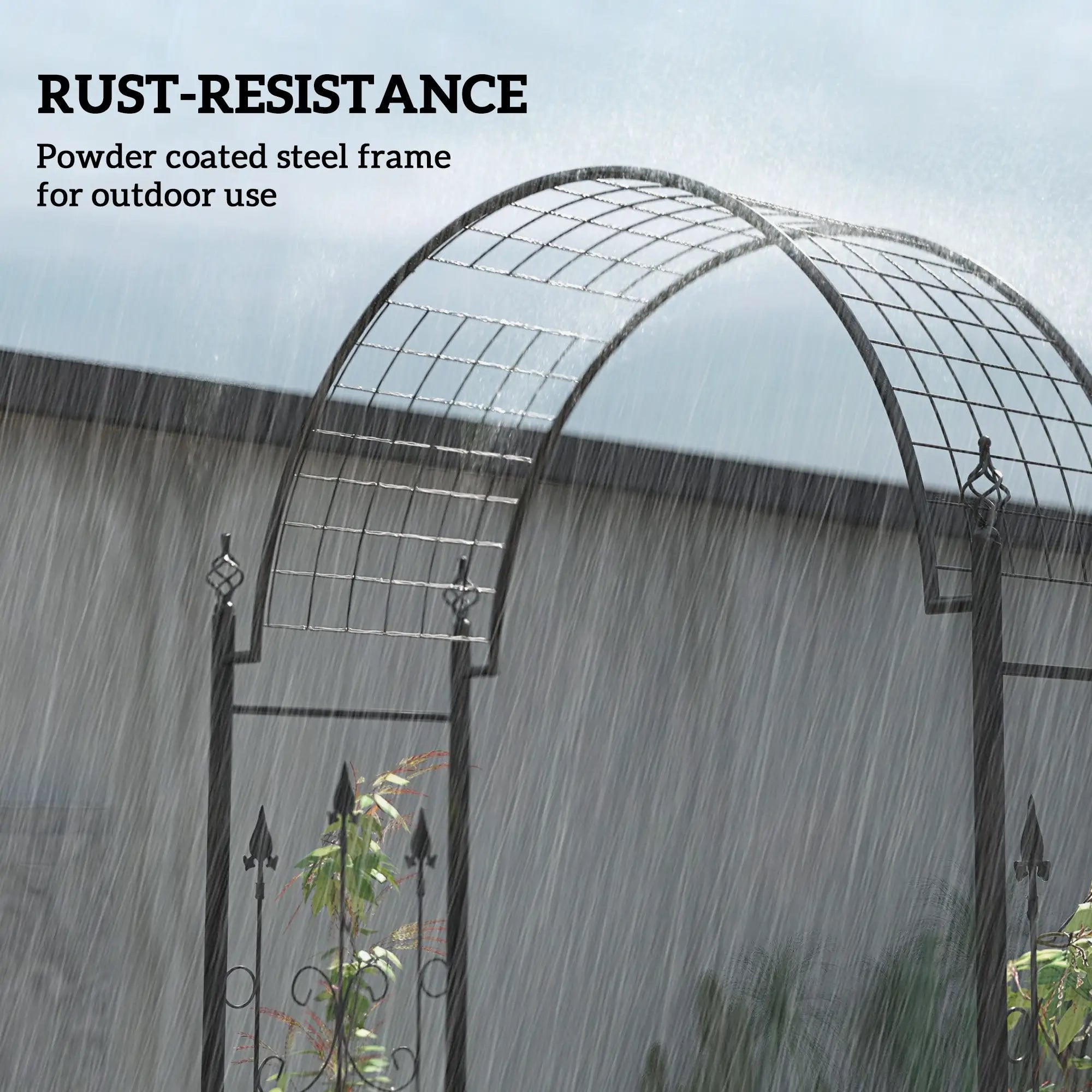 7.5 ft Steel Garden Arch, Outdoor Trellis Arbor, Black Garden Arches at Gallery Canada