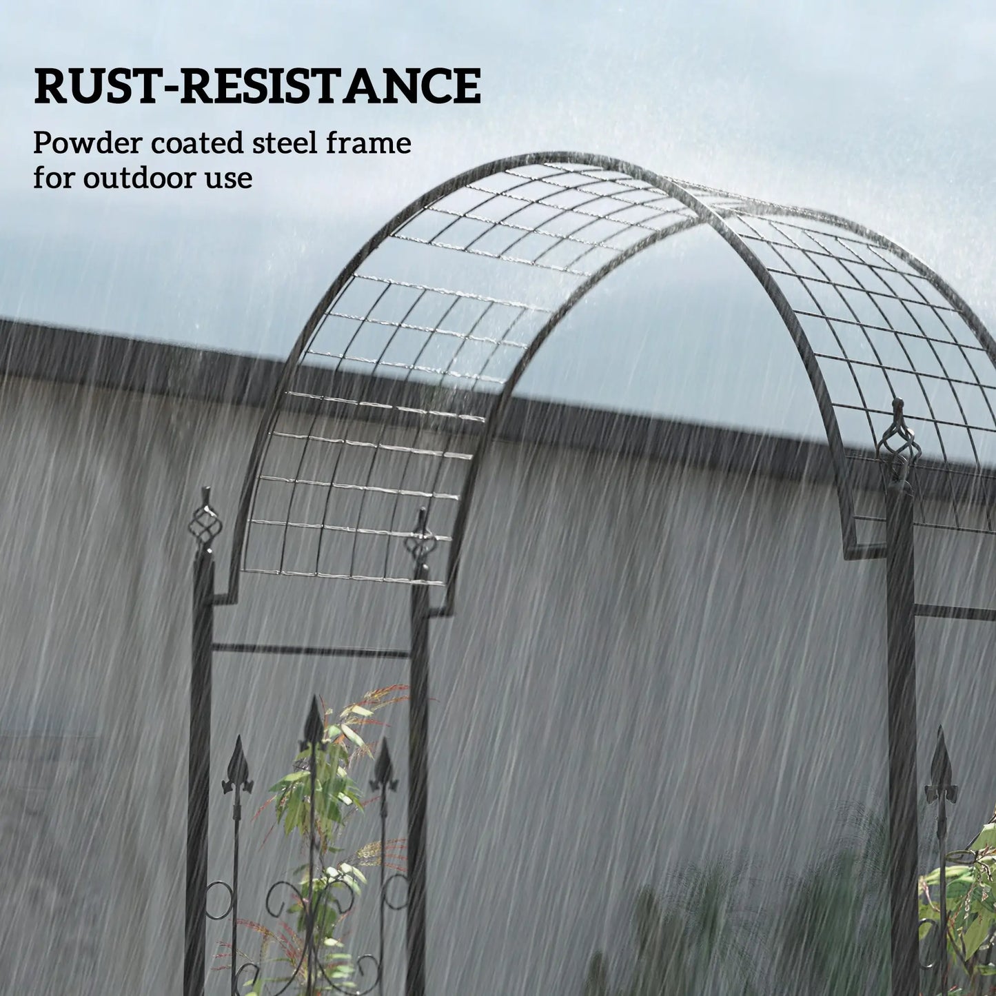 7.5 ft Steel Garden Arch, Outdoor Trellis Arbor, Black Garden Arches at Gallery Canada