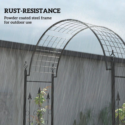 7.5 ft Steel Garden Arch, Outdoor Trellis Arbor, Black Garden Arches at Gallery Canada