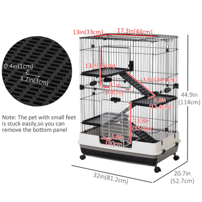 45"H 4-Level Rabbit Hutch, Universal Wheels, Slide-Out Tray, Black Houses & Habitats at Gallery Canada
