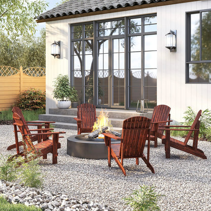 Classic Adirondack Chair, Garden Deck Chair with Cup Holder, Brown Patio Chairs at Gallery Canada