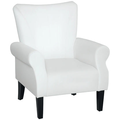Modern Fabric Armchair, Wood Legs, 32in, Cream White Accent Chairs at Gallery Canada