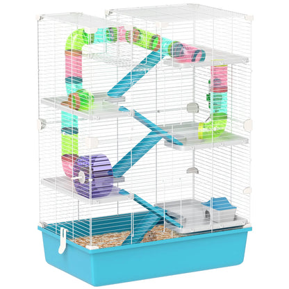 6 Tier Hamster Cage with Tunnels, Wheel, Light Blue Hamster Cages at Gallery Canada