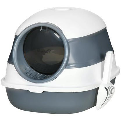 Foldable Cat Litter Box with Lid, Covered, White and Grey Cat Litter Box Enclosures at Gallery Canada