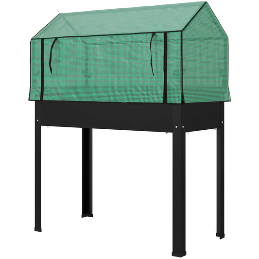Raised Garden Bed Planter With PE Cover, Elevated Box With Drainage, Black Raised Garden Beds Black, Green at Gallery Canada