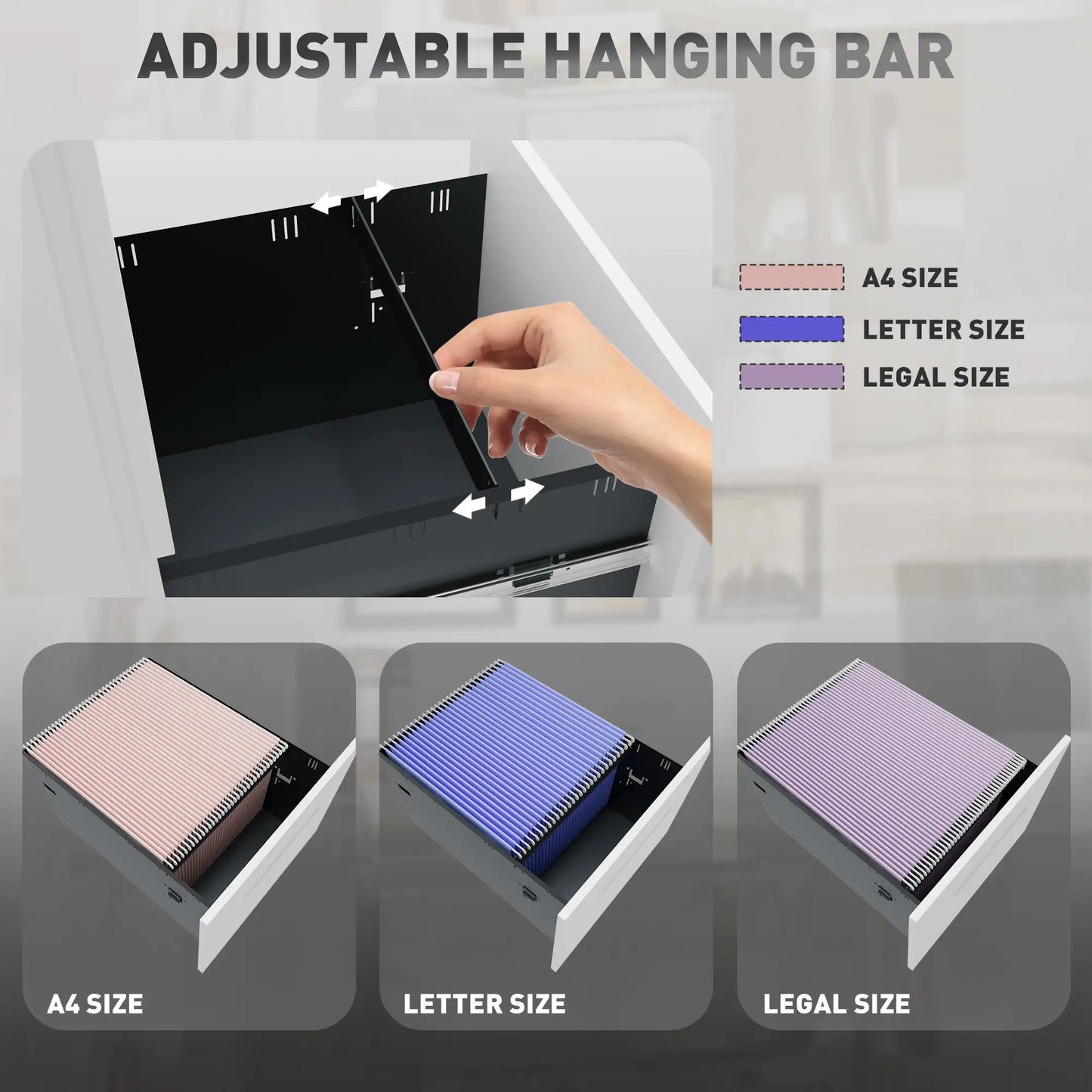 Vertical File Cabinet, Adjustable Partition, A4 Letter Size, Lockable, White Office Cabinets & Cupboards at Gallery Canada