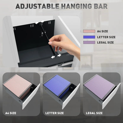 Vertical File Cabinet, Adjustable Partition, A4 Letter Size, Lockable, White Office Cabinets & Cupboards at Gallery Canada