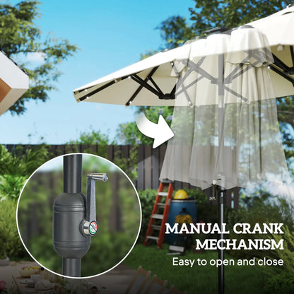 10ft Double-Sided Patio Umbrella, 35 LED Lights, 12 Ribs, Beige Double-sided Umbrellas at Gallery Canada
