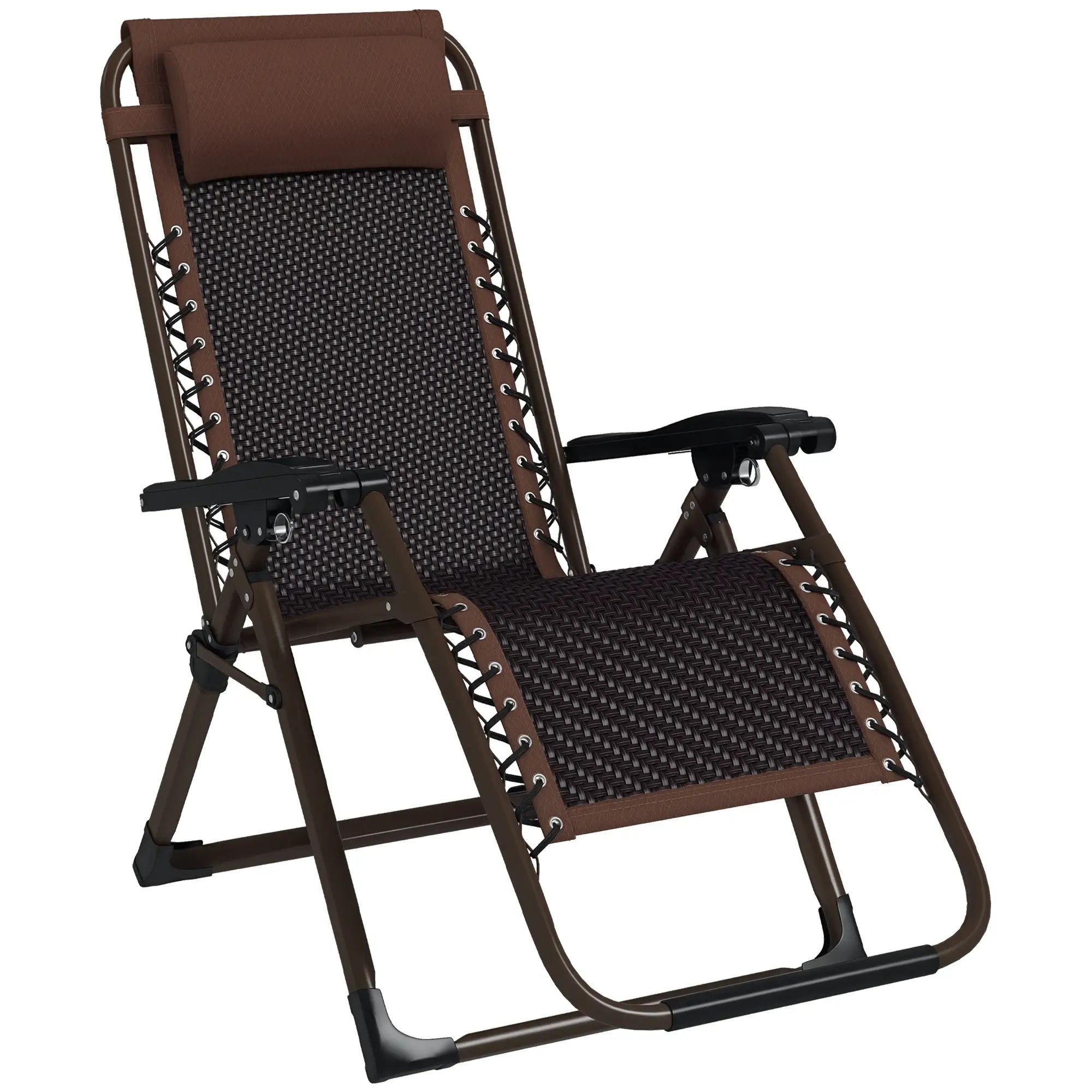 Outdoor Zero Gravity Chair, Folding PE Rattan Recliner, Brown Lounger Chairs at Gallery Canada