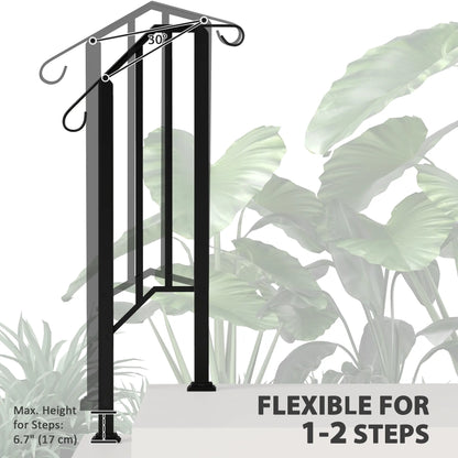 Outdoor Step Handrails, Metal Stair Railing, With Installation Kit, Black Garden Decor at Gallery Canada