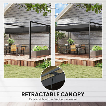10' X 7' Patio Pergola With Retractable Canopy, Black Pergolas at Gallery Canada