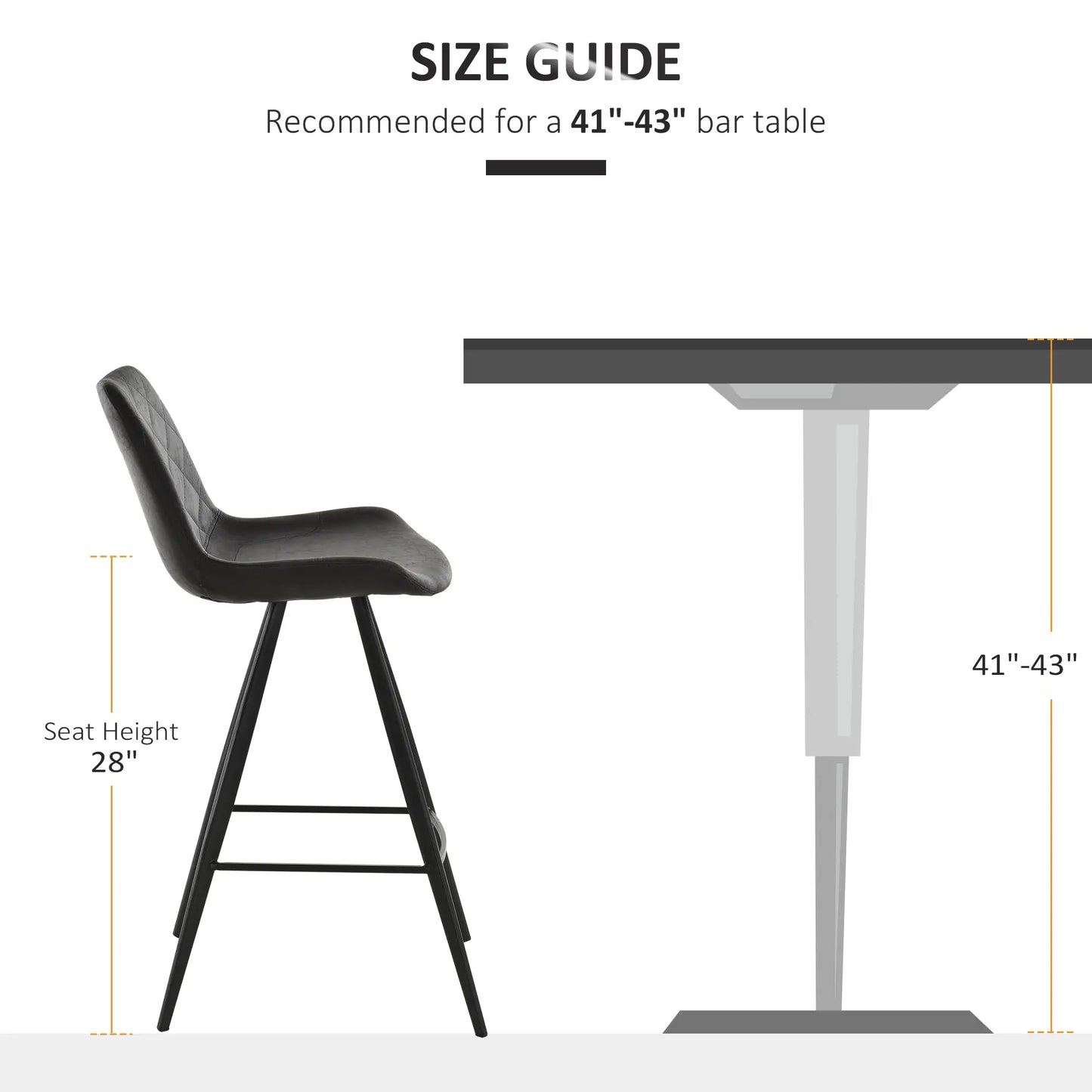 Set of 2 Microfiber Bar Stools, Kitchen Stools with Padded Seat, Black Bar Stools at Gallery Canada