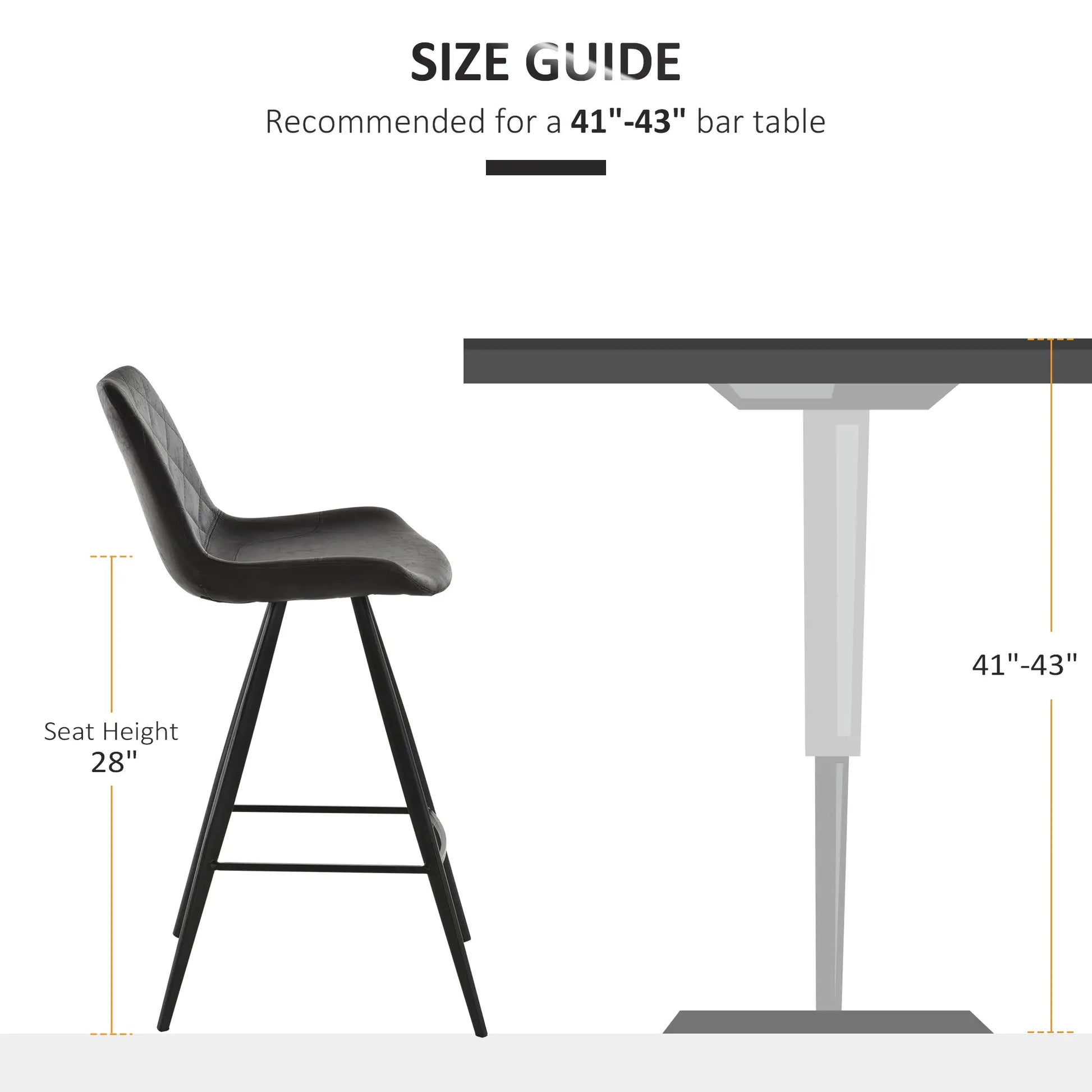 Set of 2 Microfiber Bar Stools, Kitchen Stools with Padded Seat, Black Bar Stools at Gallery Canada