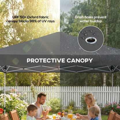 Waterproof Pop Up Canopy Tent, 9.8' x 9.8', Dark Grey Pop Up Canopies at Gallery Canada