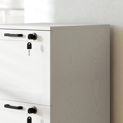 Vertical 3-Drawer Filing Cabinet, Lock, A4 Letter Size, White Office Cabinets & Cupboards at Gallery Canada