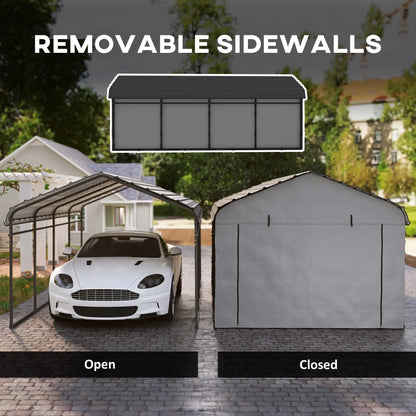 12' x 20' Metal Carport, Heavy Duty Garage Shelter, Light Grey Car Shelters at Gallery Canada