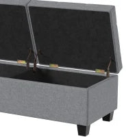 51.2" Storage Ottoman Bench, 2 Compartments, Dark Grey, Dark Grey