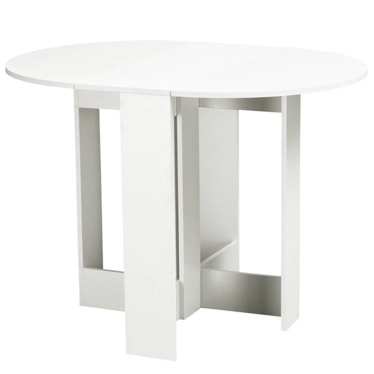 41" Drop Leaf Folding Dining Table, Oval, White Bar Tables & Dining Tables White at Gallery Canada