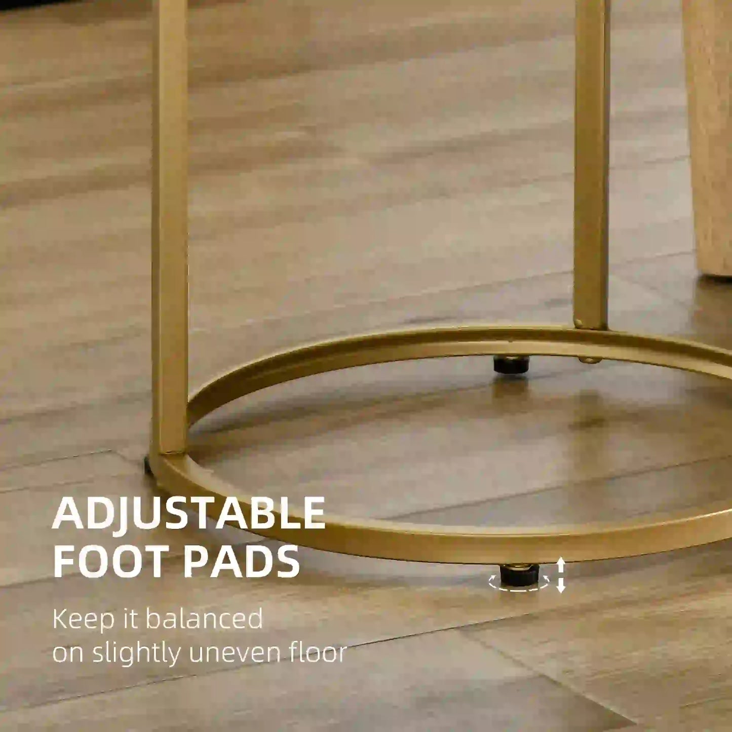 Set of 2 Nesting Coffee Tables, Round Side Table with Tempered Glass, Gold Side Tables at Gallery Canada