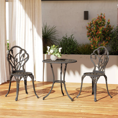 3PCs Patio Bistro Set, Cast Aluminum Table and Chairs, Bronze Bistro Sets at Gallery Canada