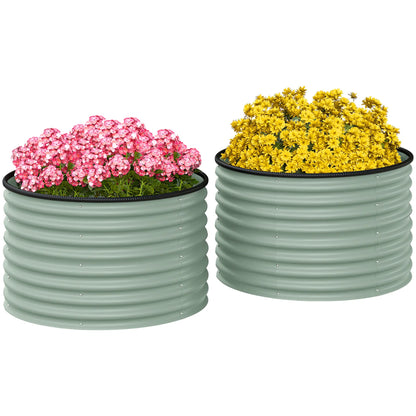 Set Of 2 Metal Raised Garden Beds, Easy To Assemble, Green