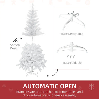 5ft Artificial Christmas Tree, Realistic Pine Branches, Auto Open, Indoor, White Artificial Christmas Trees at Gallery Canada