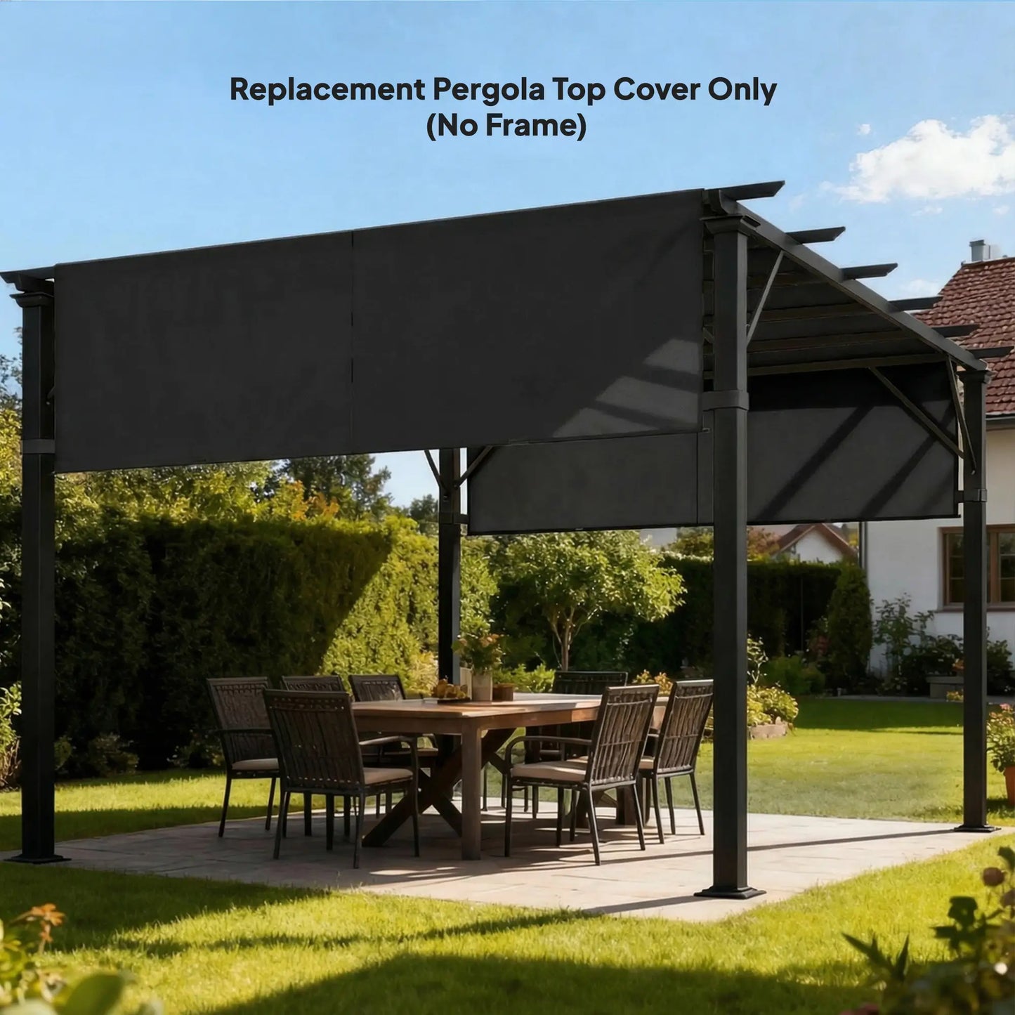 2 Pcs UV Protection Pergola Replacement Canopy, 10' x 10' Size, Black Gazebo Canopy Replacement at Gallery Canada