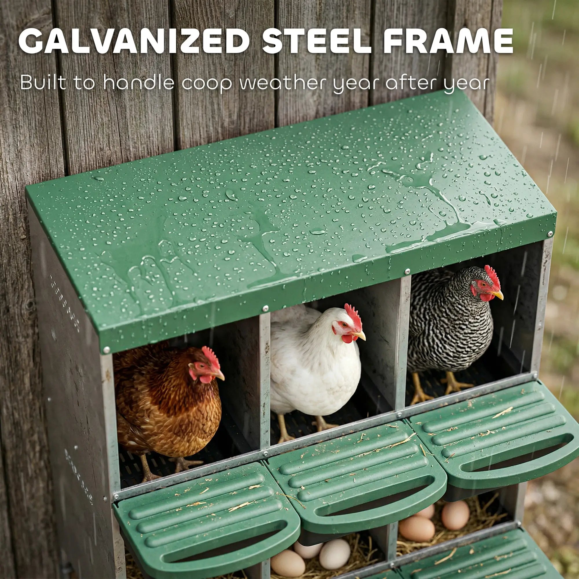Chicken Nesting Boxes, 6 Compartment Metal Nesting Boxes for Chicken Coop, Egg Laying Boxes with Lid Cover Chicken Coops at Gallery Canada