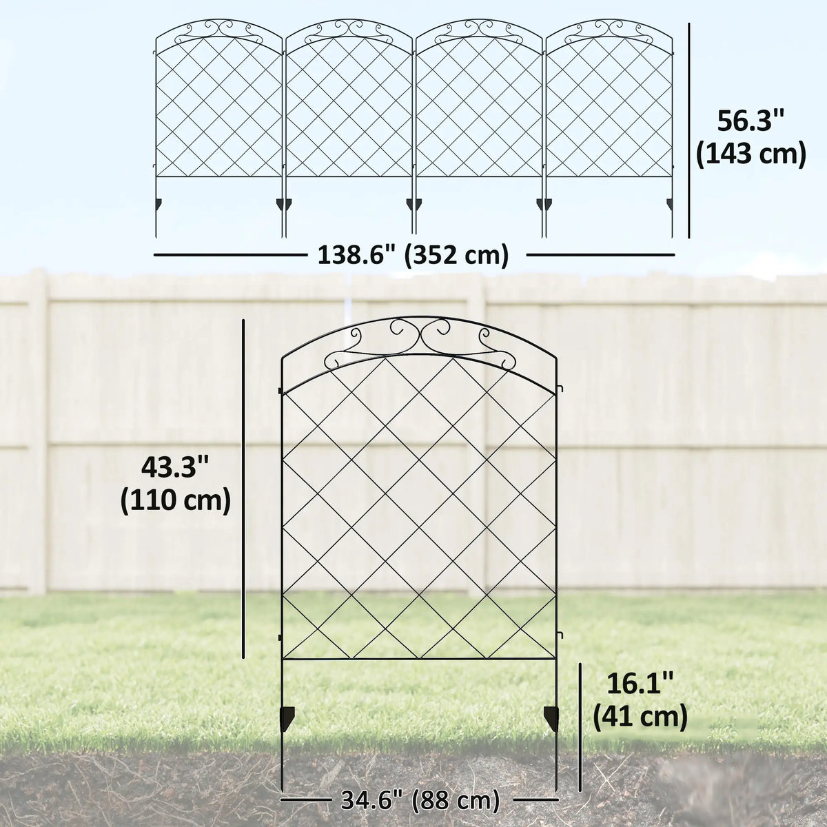 4 Pack Garden Fencing for Yard, Decorative Fence Panels as Animal Barrier and Flower Edging, Circle, Black Garden Fences at Gallery Canada