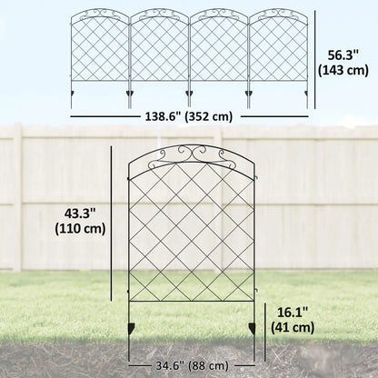 4 Pack Garden Fencing for Yard, Decorative Fence Panels as Animal Barrier and Flower Edging, Circle, Black Garden Fences at Gallery Canada