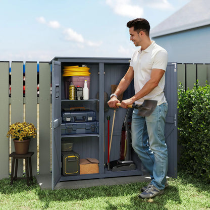4x1.5ft Wooden Storage Shed, Outdoor Tool Cabinet, Dark Grey