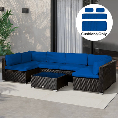 14pc Patio Rattan Sofa Set, Polyester Cover Replacement, Navy Blue Patio Chair Cushions at Gallery Canada