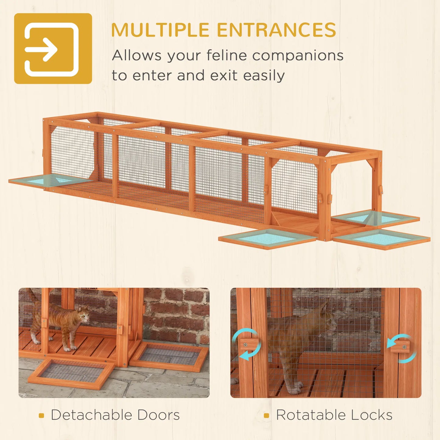 79" L-Shape Cat Tunnel, Extendable Enclosure, Indoor Outdoor, Orange Outdoor Cat Enclosures at Gallery Canada