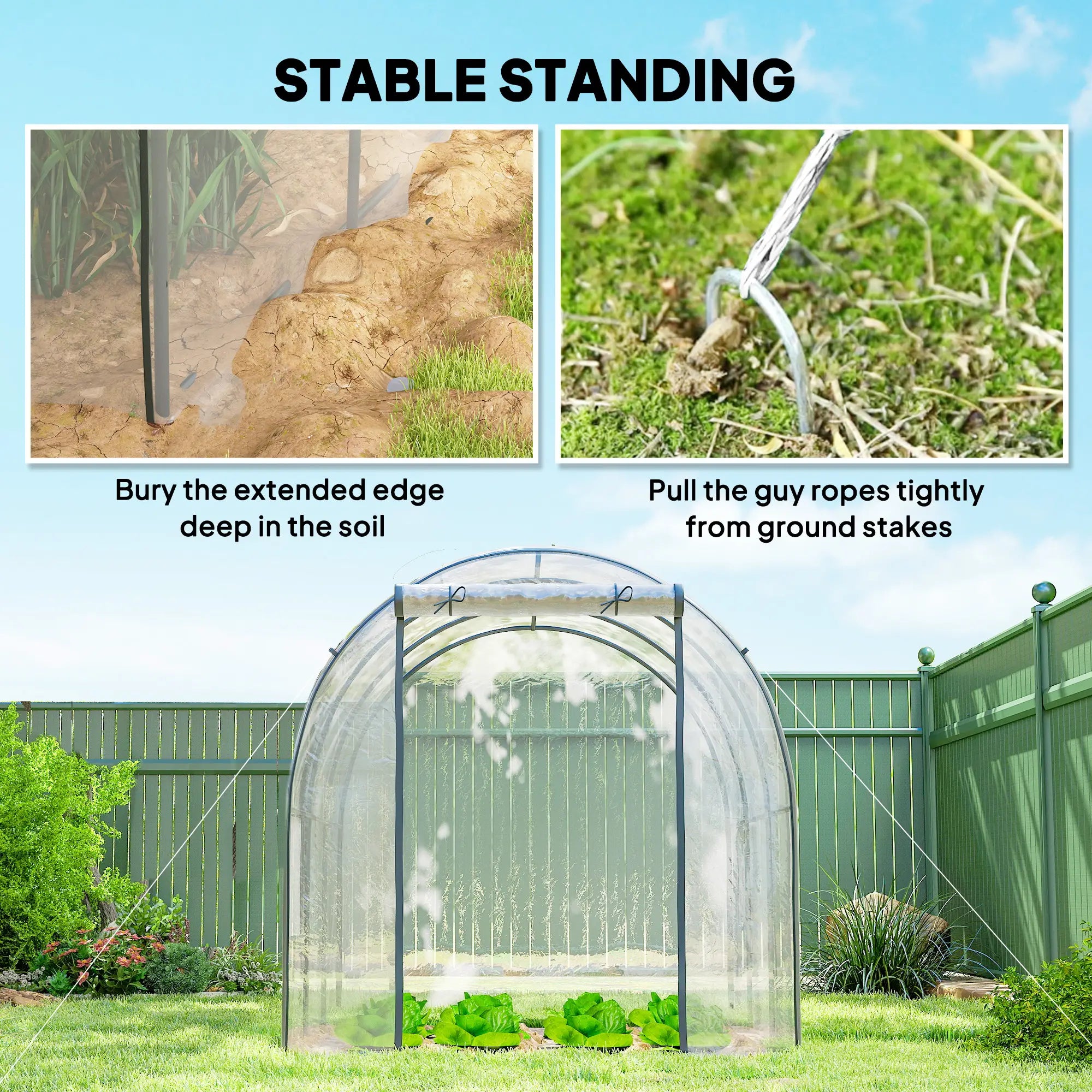 Polytunnel Greenhouse, Roll-Up Door, Mesh Window, 3 x 2 x 2 m, Clear Tunnel Greenhouses at Gallery Canada