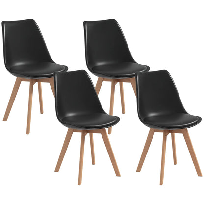 Modern Dining Table Chairs Set of 4, Rubber Wood Kitchen Table Chairs with PU Leather Cushion for Living Room, Bedroom Bar Sets at Gallery Canada