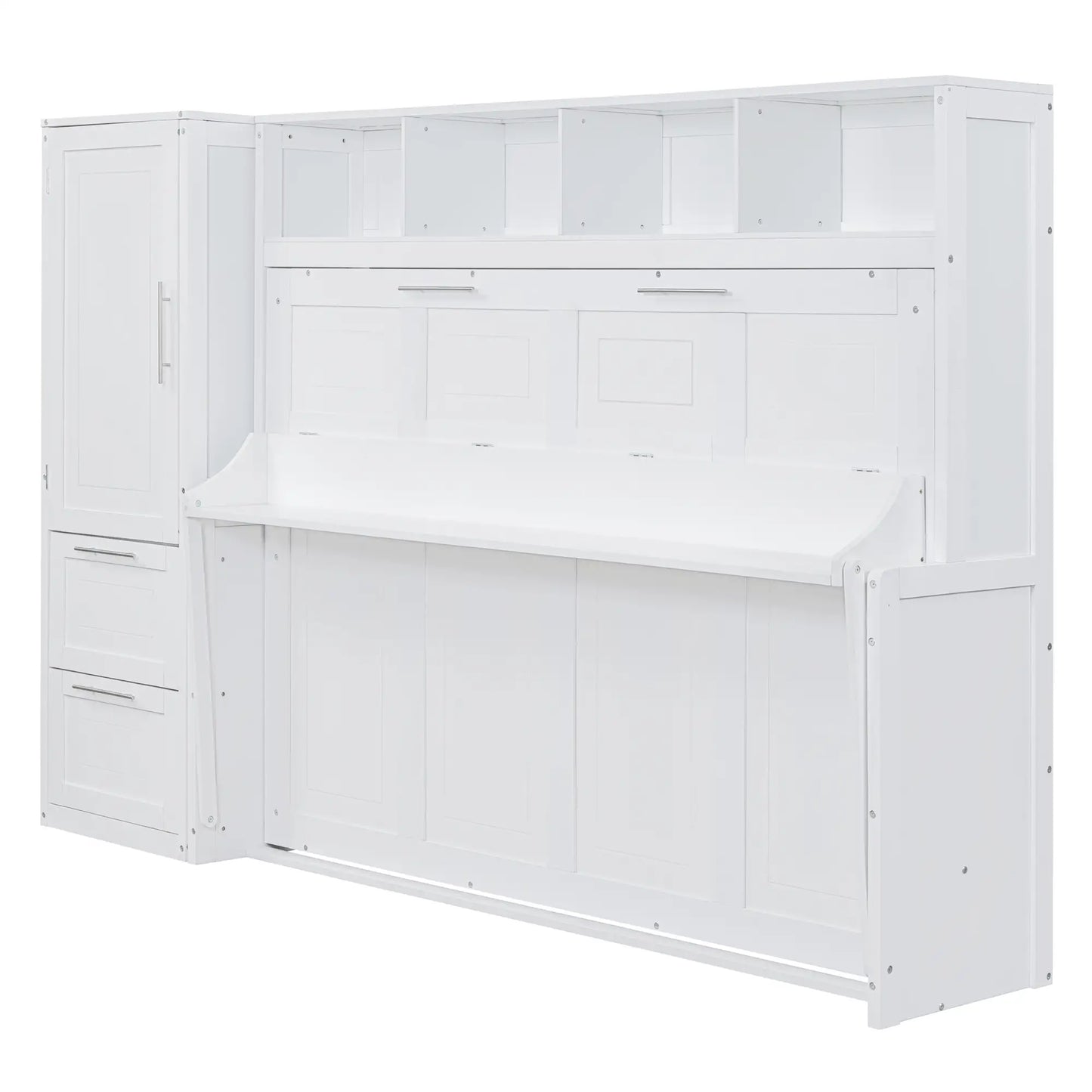 Murphy Bed with Closet, Drawers, 107.5" L x 58" W x 72" H, White Bed Frames at Gallery Canada