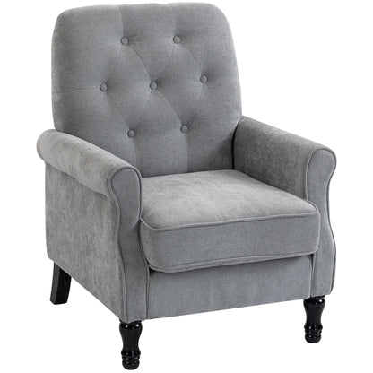 Mid-Century Modern Armchair, Thick Padded Seat, Spring Cushion, Solid Wood Legs, Grey Single Sofas at Gallery Canada