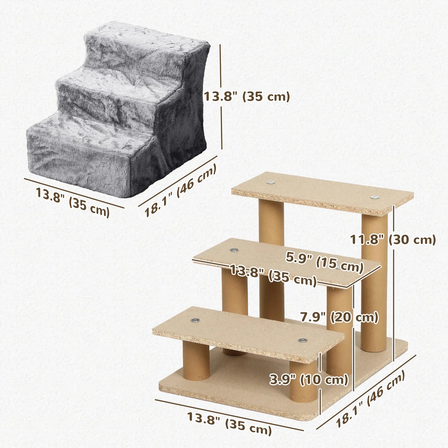 3-Step Dog Ramp for Sofa, Bed, Couch, Removable Cover, Light Grey Dog Stairs at Gallery Canada